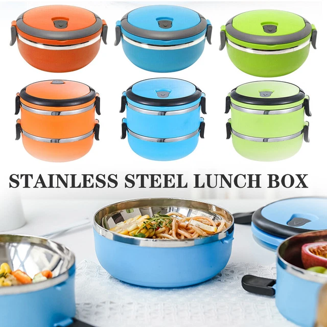 Scatola pranzo rotonda in acciaio inox isolata termicamente bento cibo da picnic L