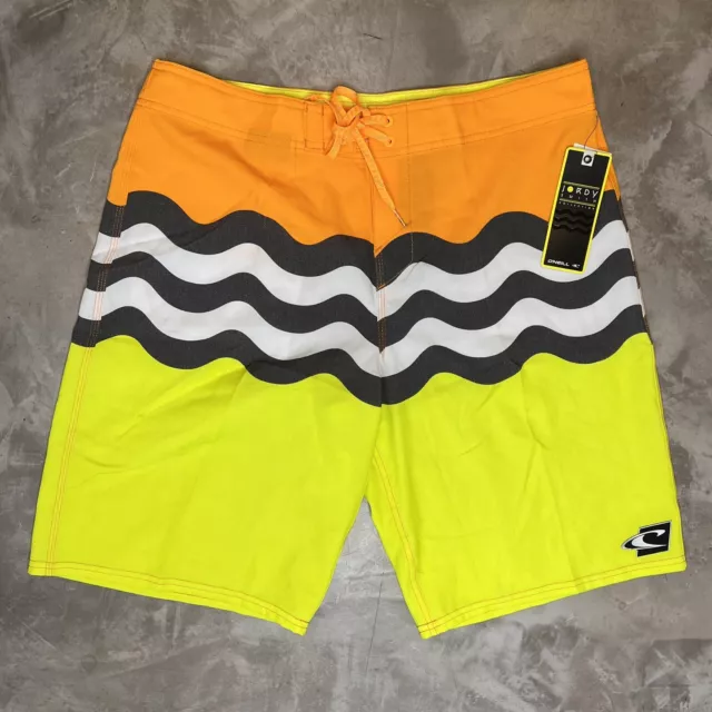 O’Neil Jordy Freak Board Shorts Men’s Size 33 Surf Trunks Swim Orange Yellow NWT