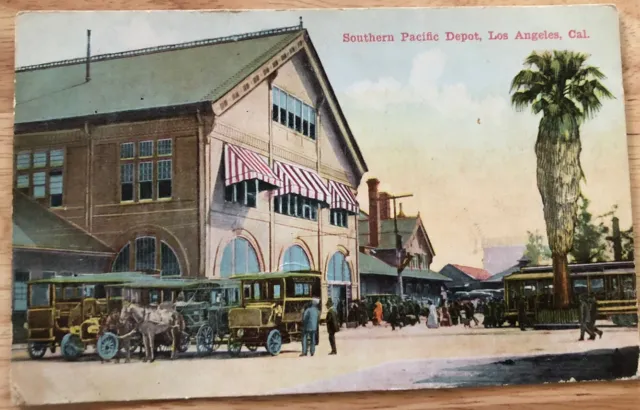 Southern Pacific SP Train Depot Los Angeles CA Vintage Postcard Q98
