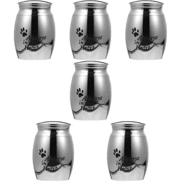 6 pcs  Stainless Steel Cinerary Casket Memorial Urns Cat Ash Urn Boy Ashes Box