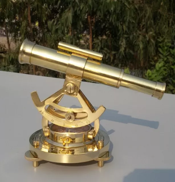 Vintage Compass Brass Theodolite Alidade Transit Telescope Antique Reproduction
