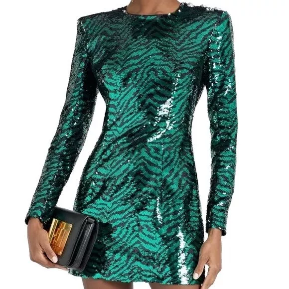 Balmain Zebra-Stripe Sequin Mini Dress Size S/M, 40 FR Made In France NEW $4675