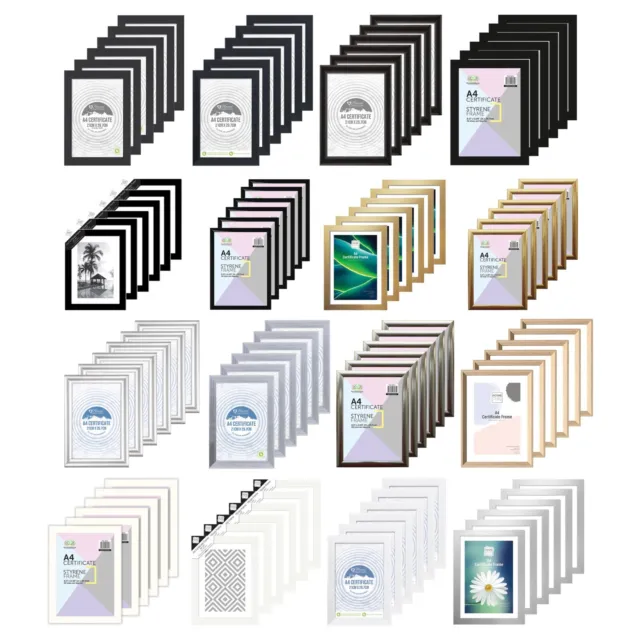 12x A4 Certificate Photo Frame Black White Gold Silver Wood Poster Picture Frame