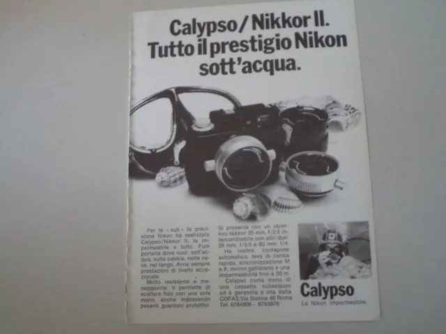 advertising Pubblicità 1973 NIKON CALYPSO/NIKKOR II