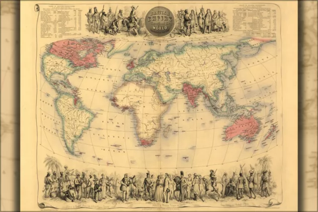 Poster, Many Sizes; Map Of British Empire Throughout The World 1850