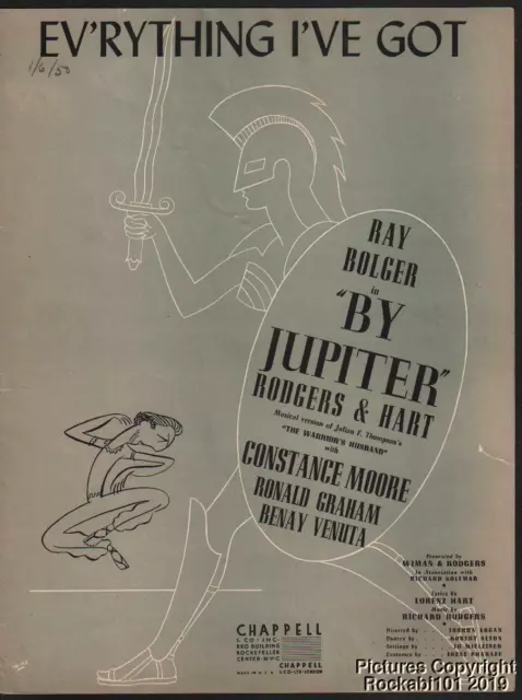 1942 Rodgers & Hart Theater (By Jupiter) Sheet Music (Ev'rything I've Got)