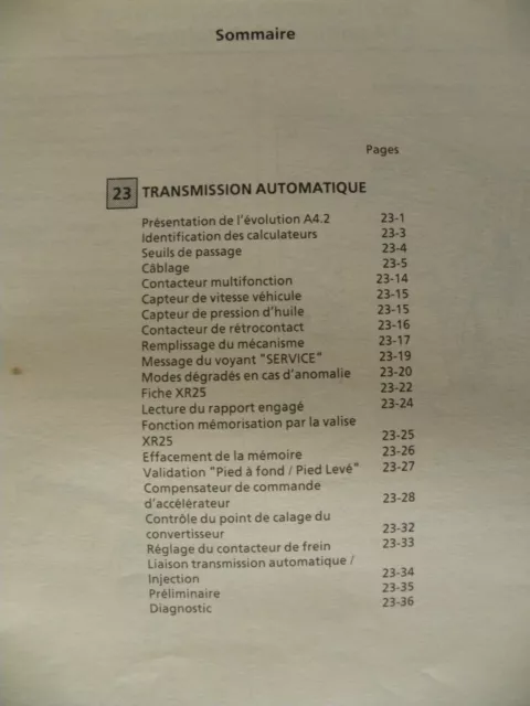 Manuel d'atelier Renault LAGUNA NT 2462 Transmission automatique génération A4.2 3