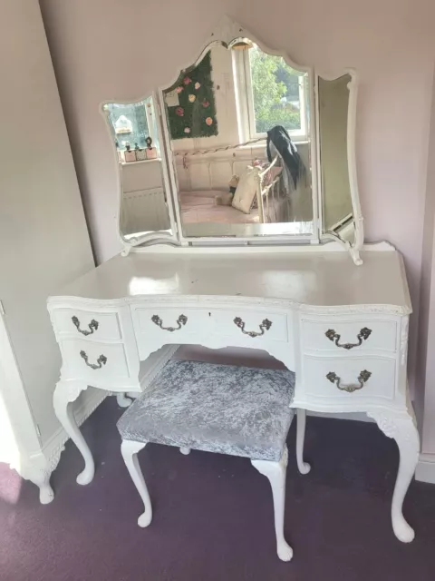 vintage french Dressing Table,  Chest Of Draws & Bedside Table