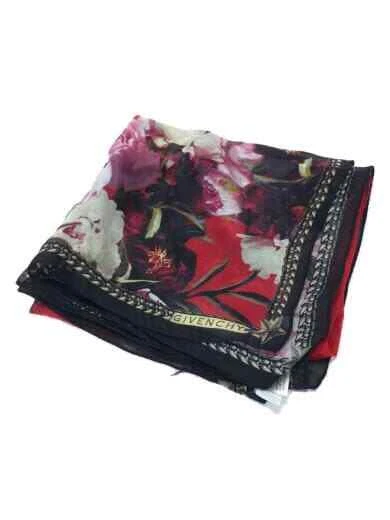 HERMES Givenchy   Scarf   Silk   RED   Floral   Ladies