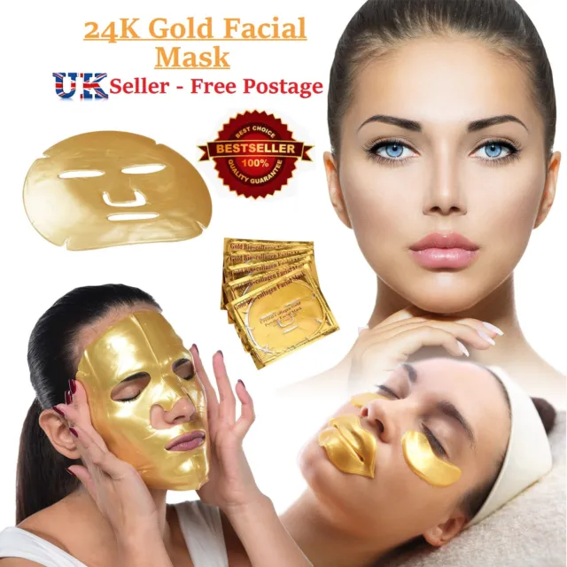 Gold Kollagen Bio Kristall Maske für Gesicht Auge Hals & Lippe Anti-Aging Masken