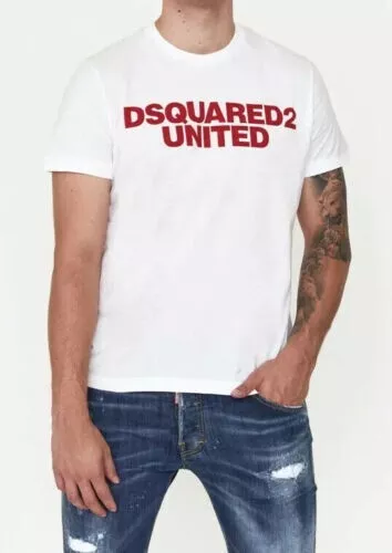 Dsquared2 T-Shirt Tee Top Logo Mens Size UK L 100% Cotton - White