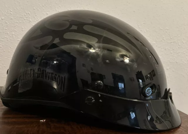 Harley Davidson Black Tribal Motorcycle Half Helmet  61-62cm Preowned Nice