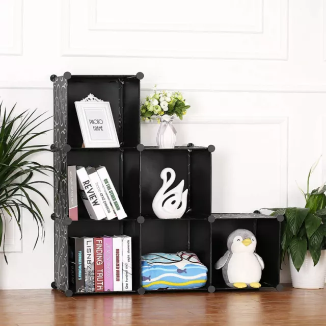 Classic Black 6 Cubes Storage Kid Cabinet Wardrobe Toy Book Shelve AU Stock