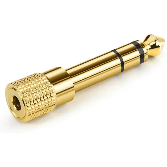 UKDJ Gold 6.35mm Stereo Jack Plug to 3.5mm Stereo Jack Socket Audio Adaptor PP