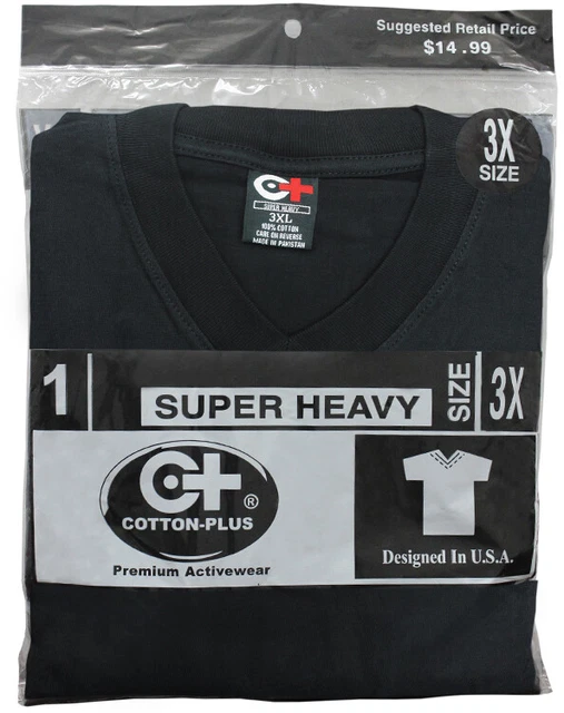 DDI 2276980 Cotton Plus Single Pack V-Neck T-Shirt Retail - Black - 5XL Case of