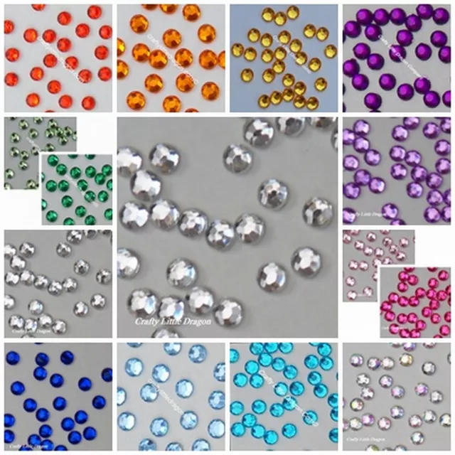 200 x 6mm Round Diamante Gems NOT Stick On Self Adhesive - LOOSE Clear Red Blue