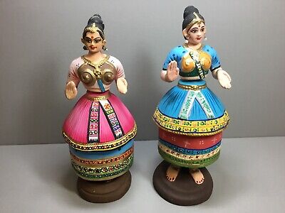 Manipuri Dancing Dolls-Paper Mache Crafts-Made In India.(Sold As A Pair)