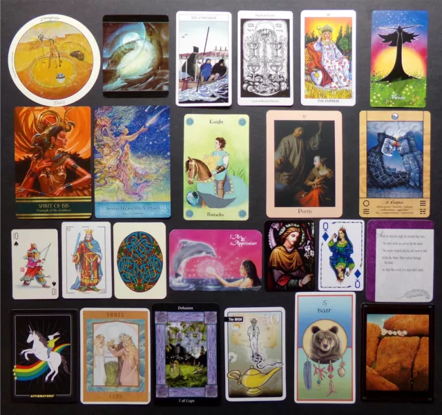 TAROT CARDS: 24 Single Mixed Card Lot, Odd Art Nature Mystic Animal, SET #DD-027