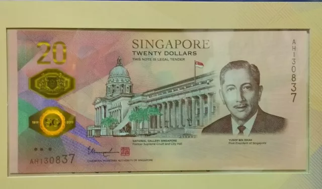 SINGAPORE  20 DOLLARS Commemorative bicentennial banknote Pnew ND 2019 GEM UNC