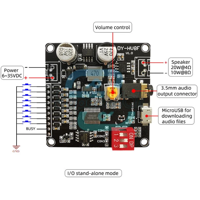 VOICE PLAYBACK MODULE 12V 24V Trigger Serial Port Control