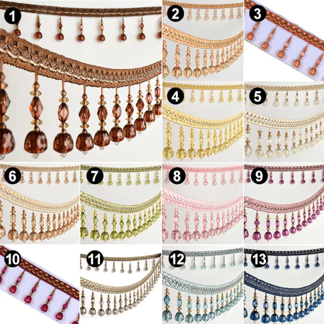 Curtain Sewing Fringe Trim Tassel Bead Lace Accessory Elegant Pendant Ribbon 1M