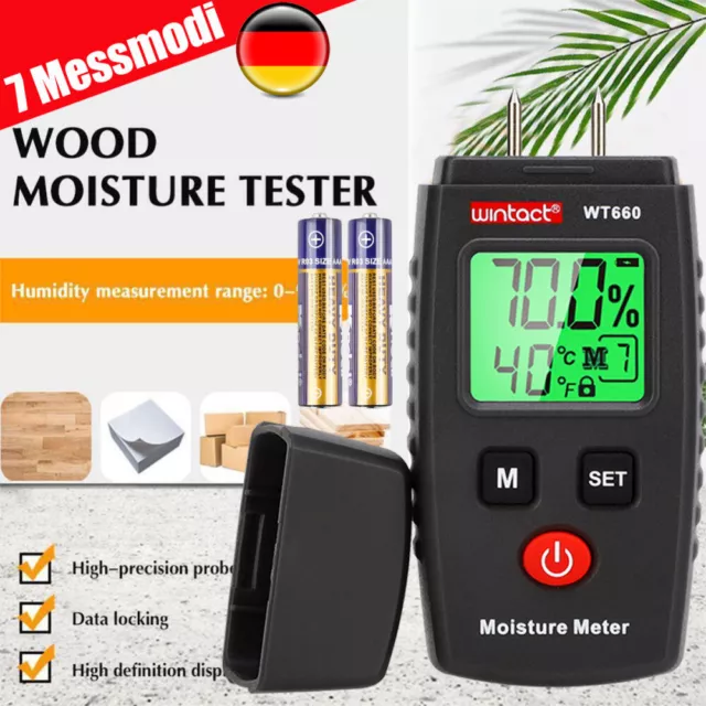 PRO Feuchtigkeitsmesser Messgerät Holz Mauer Wand Bau Feuchte Messer messen LCD