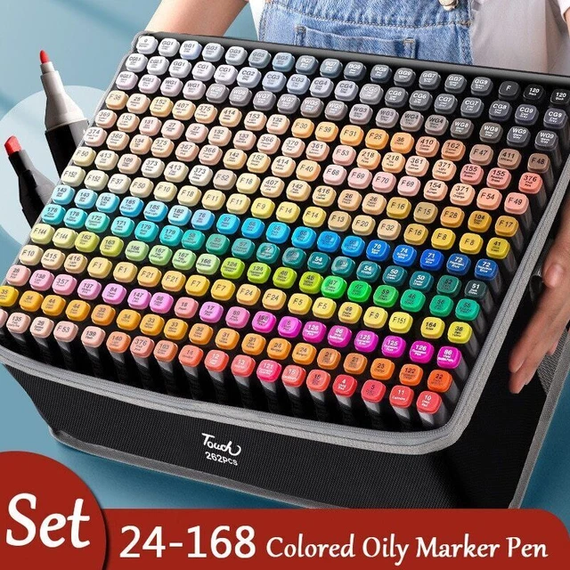 168 Pennarello oleoso colorato Doppia testa Set Art Paint Manga Brush