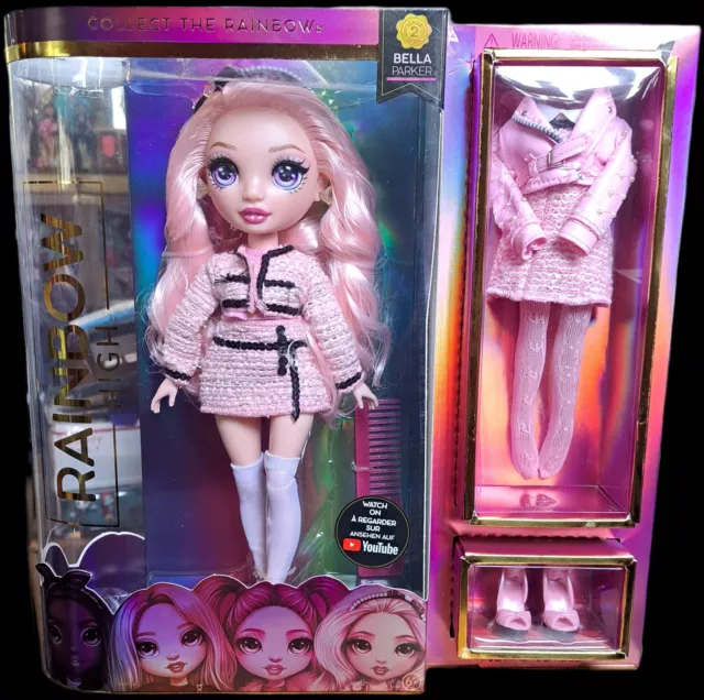 NEW Rainbow High Bella Parker Fashion Doll Series 2 Pink Hair With Outfits - MGA