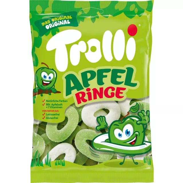 Trolli Acida Verde Anelli Mela Con Zucchero Effervescente E Frutta Gengive 200g