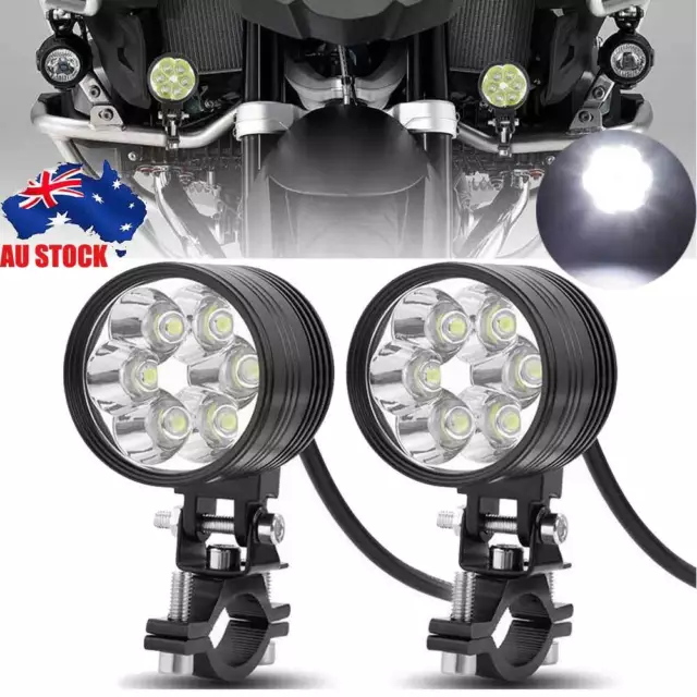 2x LED Motorcycle Spot light Headlight Motorbike White Driving Fog Lamp ATV UTV