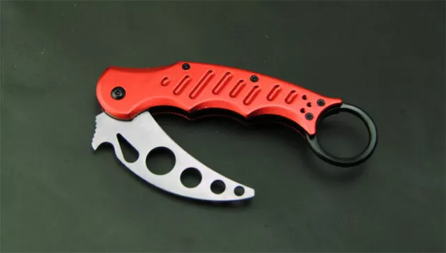 Sports Training Knife Trainer Saber Folding Metal Blade Karambit Aluminum Handle