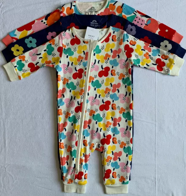 BNWT Baby Girls Bright Floral Footless Sleepsuits 6-9 months NEXT