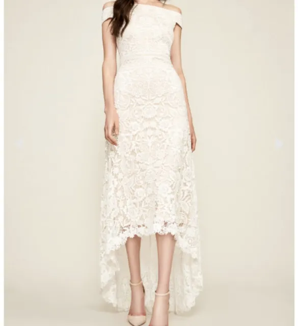 Tadashi Shoji - Mimi Wedding Gown Dress Crochet Lace Ivory/Petal High Low Size 4