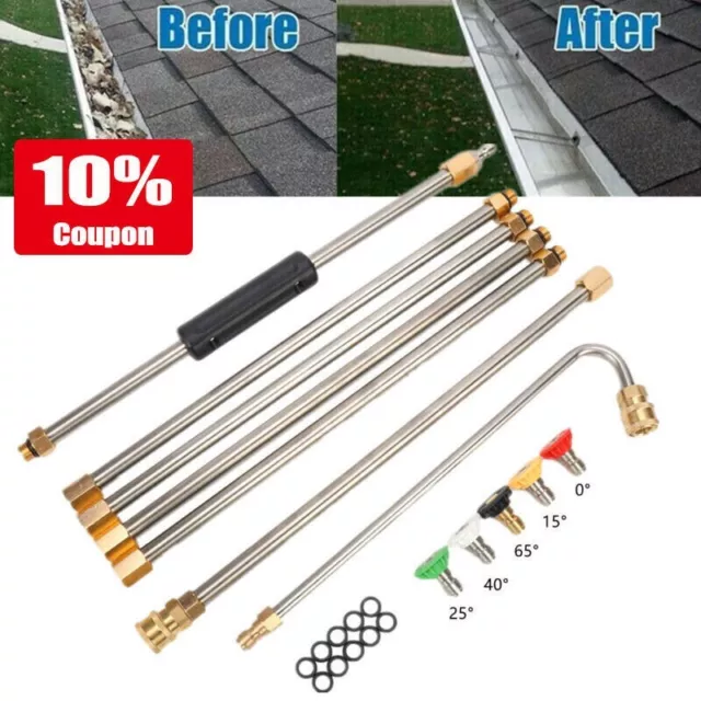 Spray Wand Gutter Cleaning Tool Roof Cleaner Lance Pressure Washer 5 Nozzles Kit