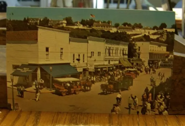 Mackinac Island Michigan MI Vintage Postcard Street Scene Downtown Shopping