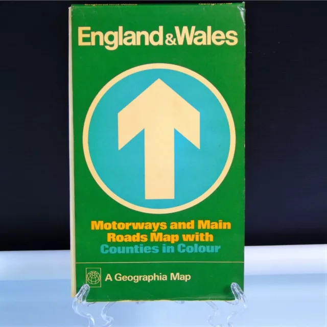 England and Wales Map 1980s Geographia Fold Out Map Vintage Motorways Main Roads