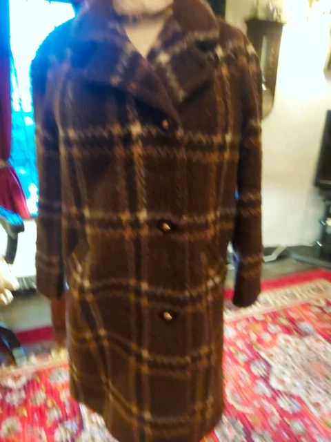 Cappotto da donna vintage anni '40 lana, lama e mohair marrone 42 44