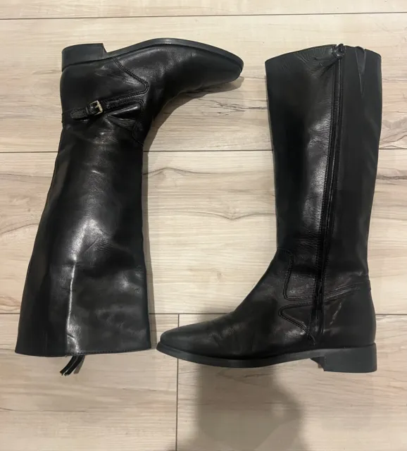 RALPH LAUREN  WOMEN'S Tall BLACK LEATHER RIDING BOOTS Size 7 M