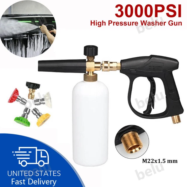 1/4" High Pressure Washer Gun Car Wash Snow Foam Spray Short Wand w/ 5 Nozzle