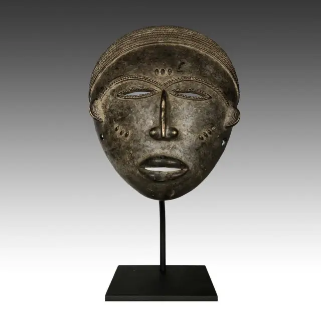 African Family Mask Bronze Baule Ivory Coast West Africa 20Th C.