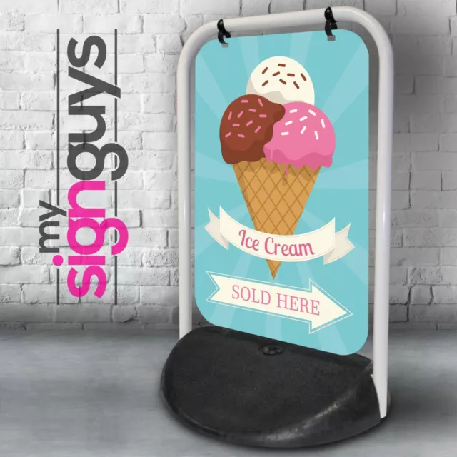 Ice Cream Swinger 2 Pavement Sign Outdoor Street Advertising Aboard Scoop