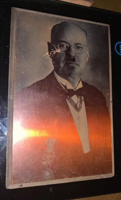 COPPER PLATE ETCHING PRINTING BLOCK - Rev. Alan Presley Wilson Religious Author.
