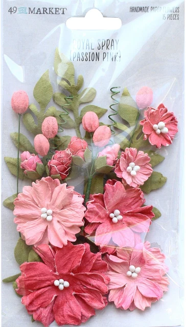 49 and Market Royal Spray Papel Flores 15/paquete-Pasión Rosa