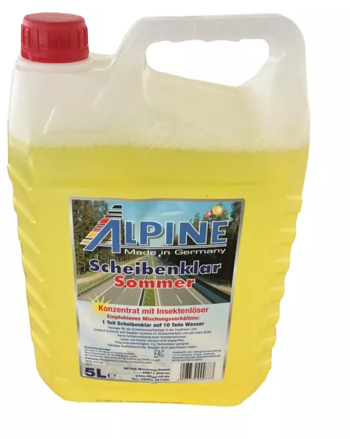 ALPINE Scheibenklar 5L 5 Liter Sommer 1:10 Konzentrat Citrusduft Insektenlöser