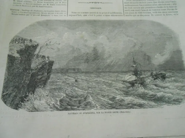 19th Engraving - Shipwreck of the Stadacona on Smith Point USA