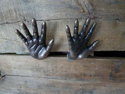 Antique Metal Drawer Pulls Handle Hand High Five Cabinets Door Knobs Lot of 2