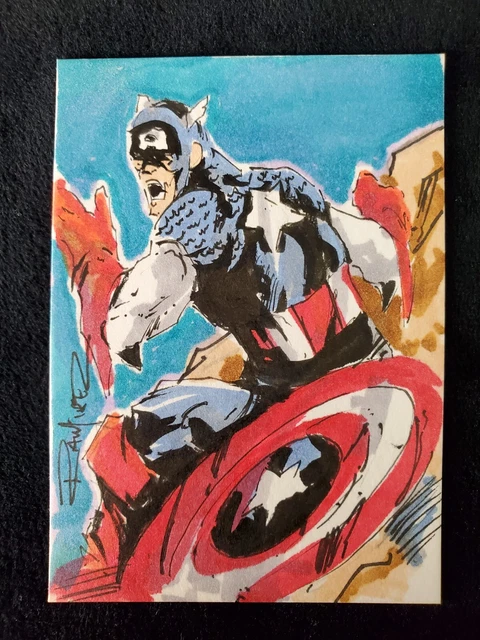 Captain America PSC Sketch Card by Armando Ramirez  Marvel Steve Rogers ACEO