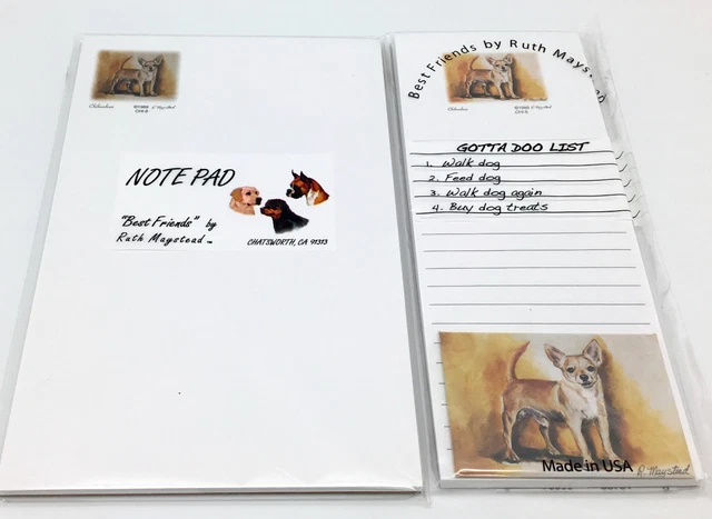 NEW Chihuahua 3-Pc List Note Pad Fridge Magnet Gift Set Fawn Chi Xmas Puppy Dog