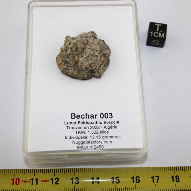 Meteorite Lunare Bechar 003 Nel Una Scatola Feldspathic Breccia 13.15 Grs 013