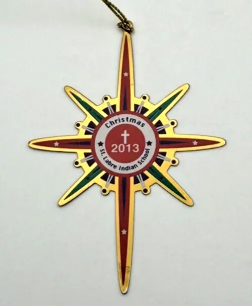 Ashland Montana St Labre Indian School 2013 Memorial Christmas Ornament Brass 3"